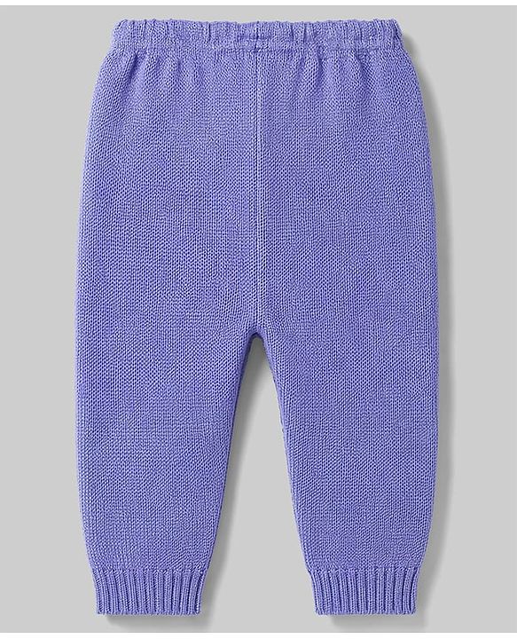 Babyhug Knitted Full Sleeves Collared Sweater Set - Lavender