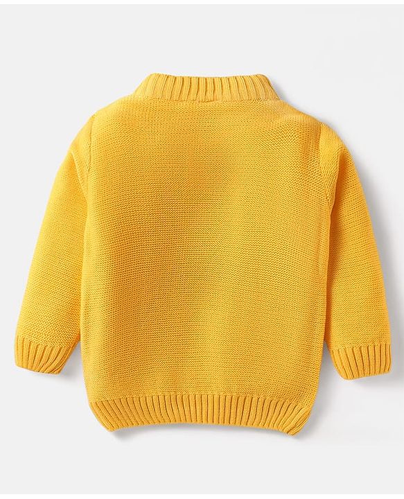 Babyhug Knit Full Sleeves Solid Colour Pullovers With Cable Knit Design- Yellow