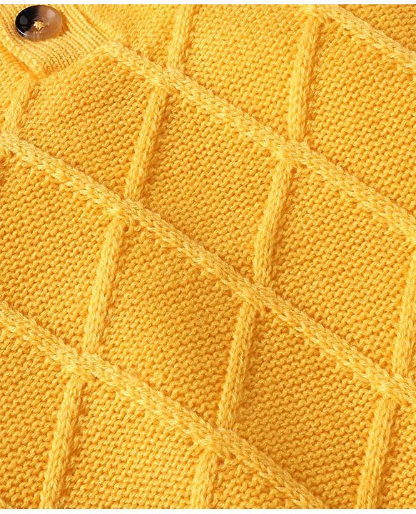 Babyhug Knit Full Sleeves Solid Colour Pullovers With Cable Knit Design- Yellow