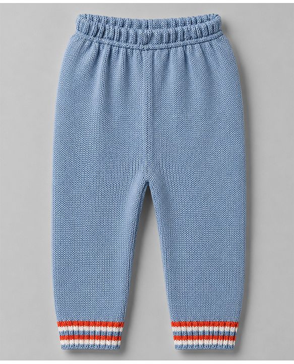 Babyhug Knitted Full Sleeves Striped Sweater Set - Orange