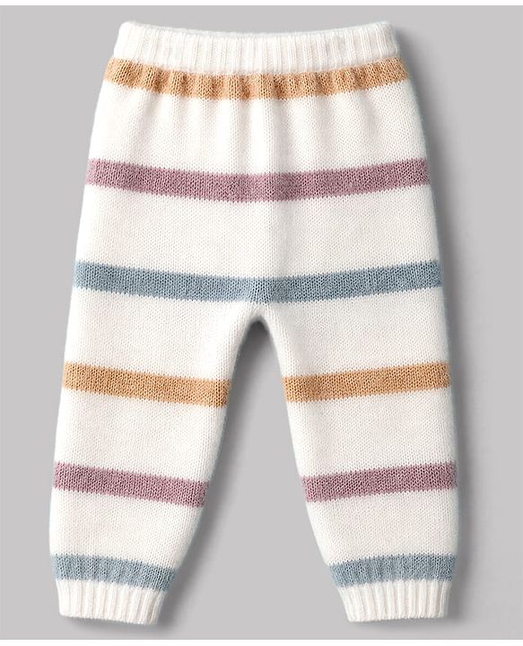 Babyhug Knitted Full Sleeves Striped Co-Ord Sweater Set - White