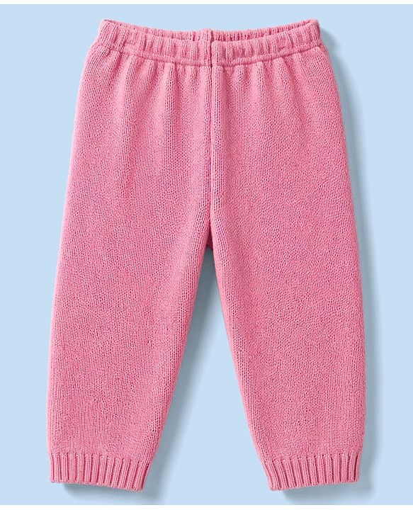Babyhug Knit Full Sleeves Sweater Set With Floral & Hearts Design - White & Pink