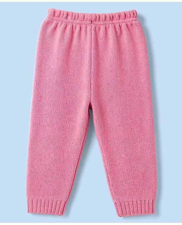 Babyhug Knit Full Sleeves Sweater Set With Floral & Hearts Design - White & Pink