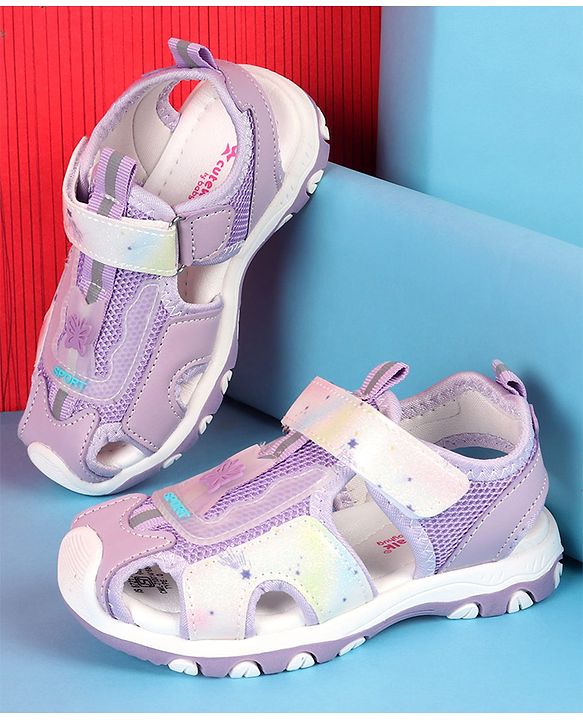 Cute Walk by Babyhug Velcro Closure Solid Sandals - Purple