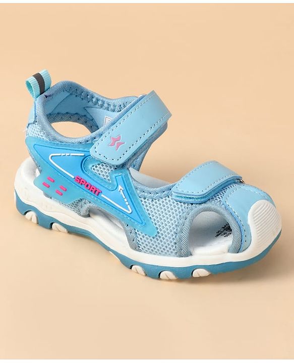 Cute Walk by Babyhug Velcro Closure Text Applique Sandal - Light Blue