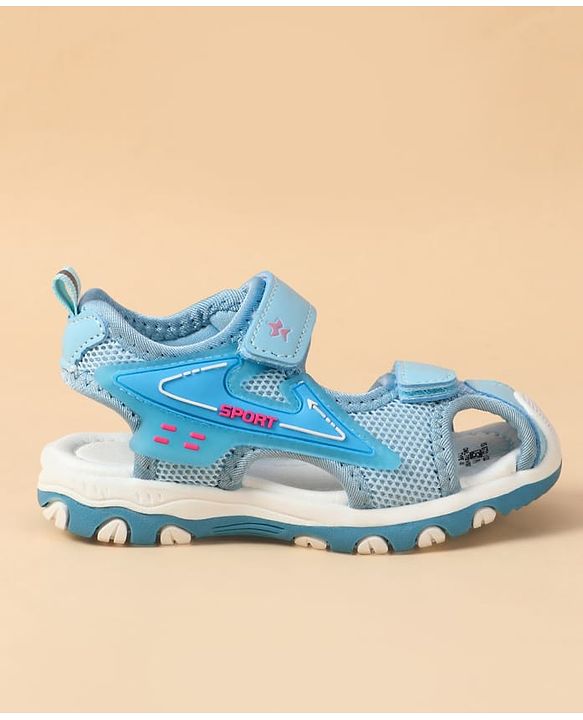 Cute Walk by Babyhug Velcro Closure Text Applique Sandal - Light Blue