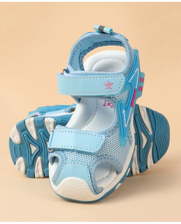 Cute Walk by Babyhug Velcro Closure Text Applique Sandal - Light Blue