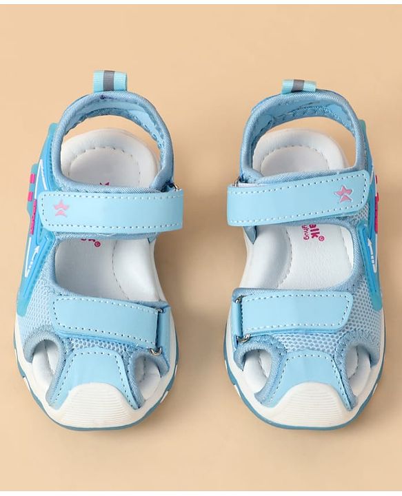 Cute Walk by Babyhug Velcro Closure Text Applique Sandal - Light Blue