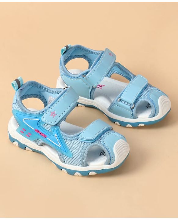 Cute Walk by Babyhug Velcro Closure Text Applique Sandal - Light Blue