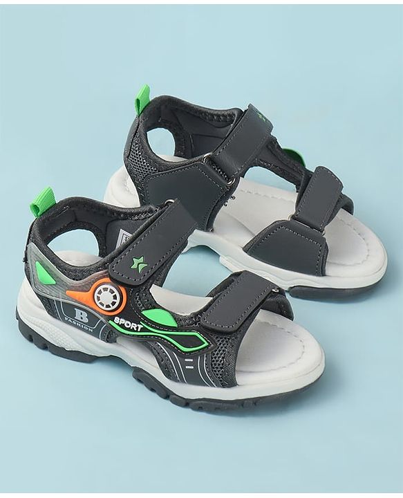Cute Walk by Babyhug Solid Sandals - Grey