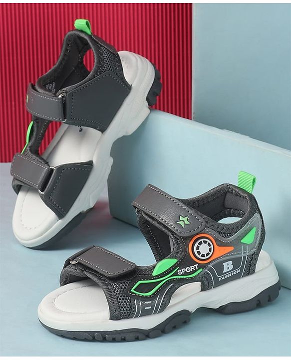 Cute Walk by Babyhug Solid Sandals - Grey