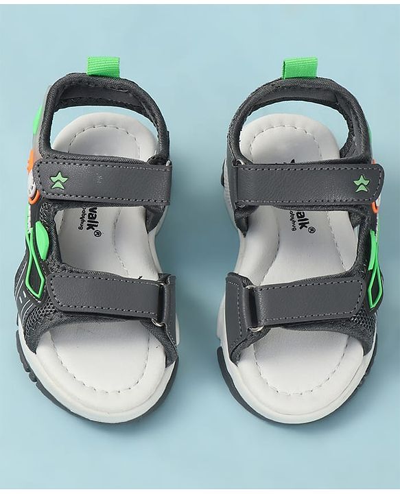 Cute Walk by Babyhug Solid Sandals - Grey
