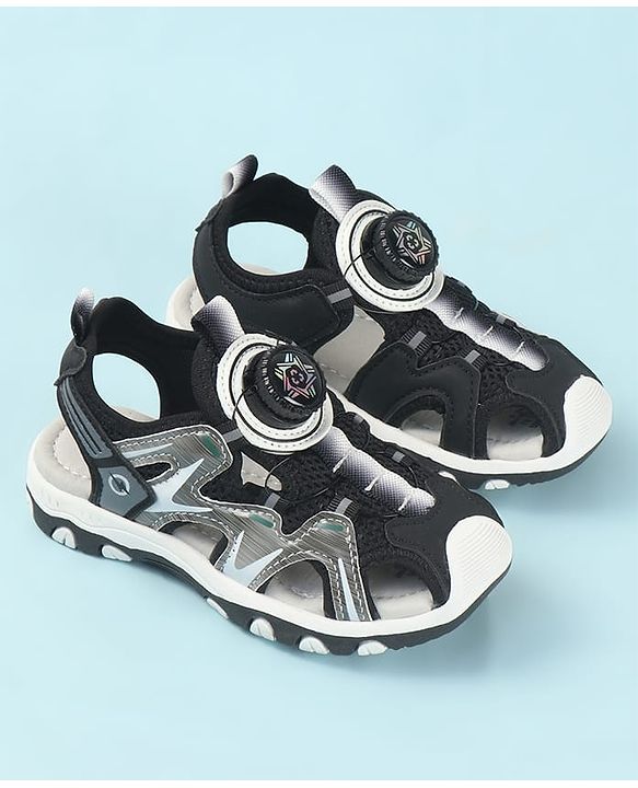 Cute Walk by Babyhug Velcro Closure Solid Sandals - Black