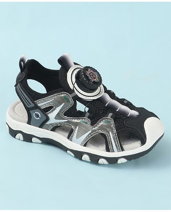 Cute Walk by Babyhug Velcro Closure Solid Sandals - Black