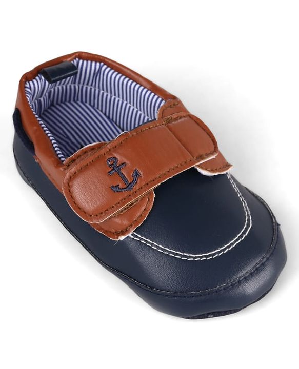 Cute Walk by Babyhug Velcro Closure Nautical Theme Embroidered Booties - Navy Blue