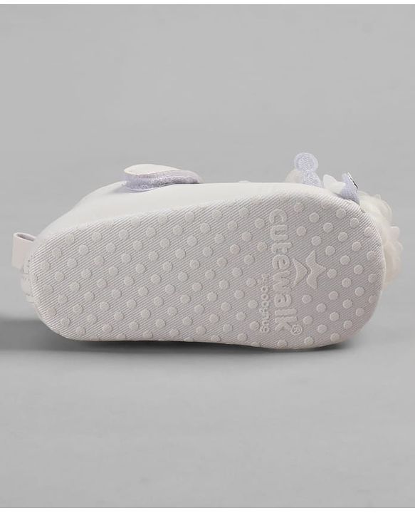 Cute Walk by Babyhug Velcro Closure Booties With Floral Applique - White