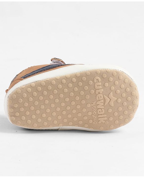 Cute Walk by Babyhug Velcro Closure Solid Booties - Tan