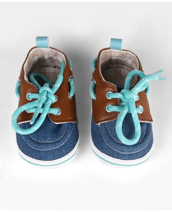 Cute Walk by Babyhug Lace Up Solid Booties - Navy Blue