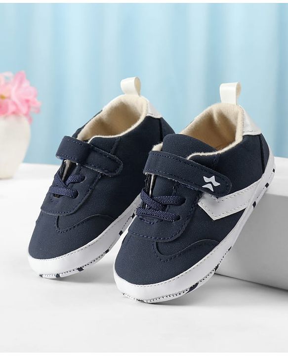 Cute Walk by Babyhug Velcro Closure Solid Booties - Navy Blue