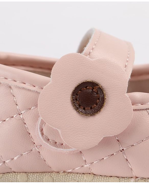 Cute Walk by Babyhug Velcro Closure Embroidered Booties With Floral Applique - Pink