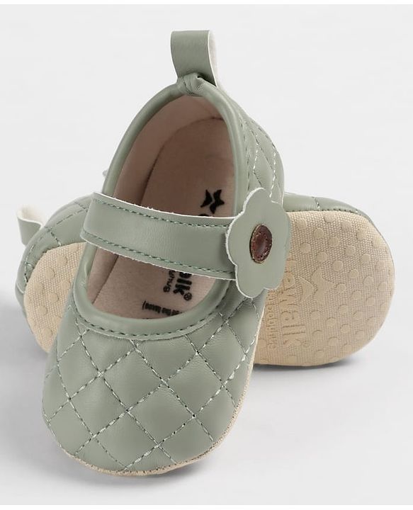 Cute Walk by Babyhug Velcro Closure Embroidered Booties With Floral Applique - Pink