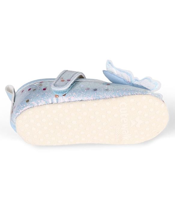 Cute Walk by Babyhug Velcro Closure Butterfly Applique Sequinned Booties With Glitter - Pink