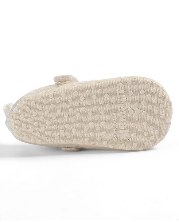 Cute Walk by Babyhug Velcro Closure Butterfly Applique Sequinned Booties With Glitter - Pink