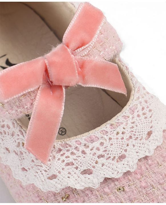 Cute Walk by Babyhug Velcro Closure Booties With Lace Detailing - Pink