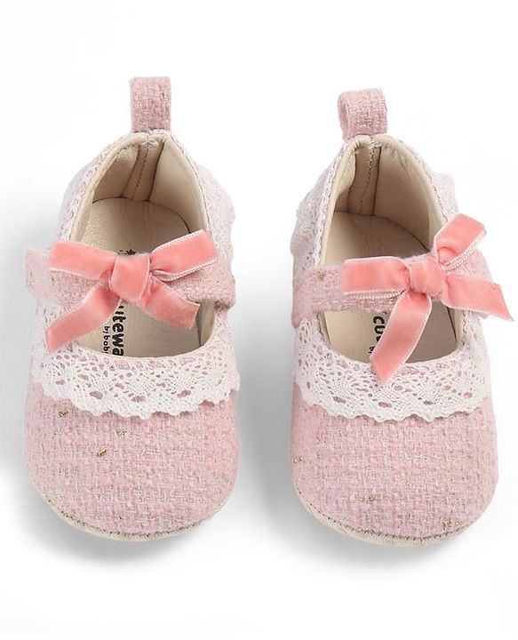 Cute Walk by Babyhug Velcro Closure Booties With Lace Detailing - Pink