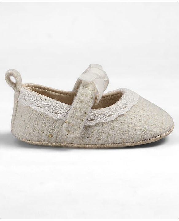 Cute Walk by Babyhug Velcro Closure Booties With Lace Detailing - White