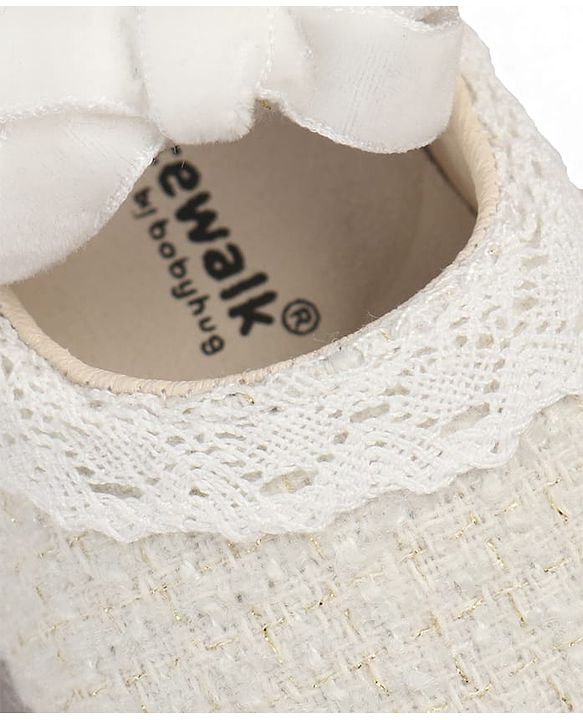 Cute Walk by Babyhug Velcro Closure Booties With Lace Detailing - White