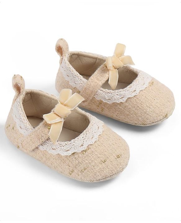 Cute Walk by Babyhug Velcro Closure Booties With Lace Detailing - White