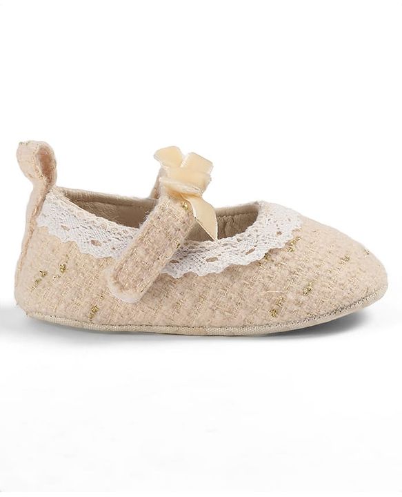 Cute Walk by Babyhug Velcro Closure Booties With Lace Detailing - White