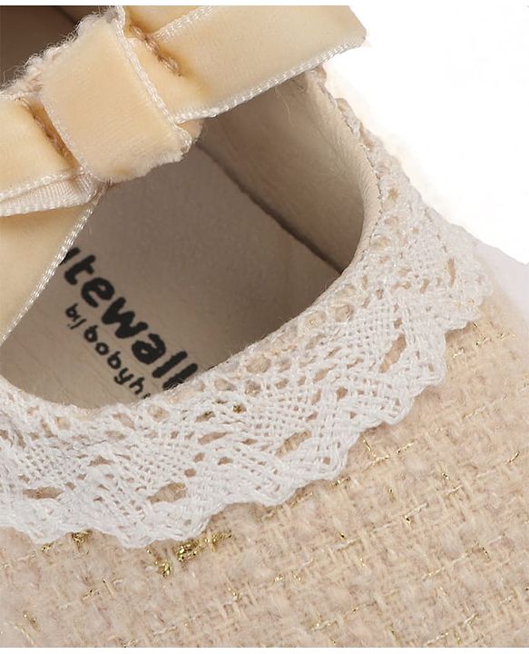 Cute Walk by Babyhug Velcro Closure Booties With Lace Detailing - White