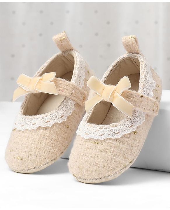 Cute Walk by Babyhug Velcro Closure Booties With Lace Detailing - White