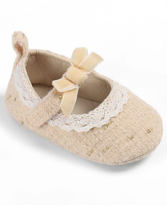 Cute Walk by Babyhug Velcro Closure Booties With Lace Detailing - White
