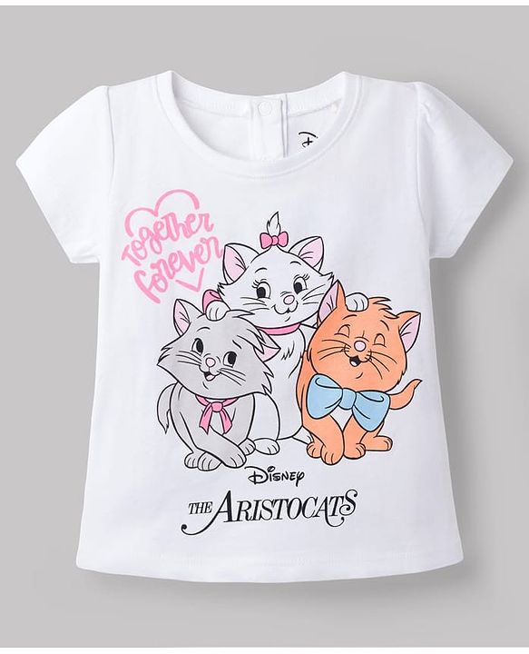 Babyhug Disney Single Jersey Knit Half Sleeves T-Shirt & Shorts Night Suit With Marie Graphics - Multicolor