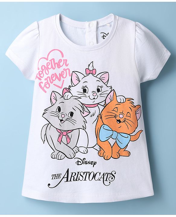 Babyhug Disney Single Jersey Knit Half Sleeves T-Shirt & Shorts Night Suit With Marie Graphics - Multicolor