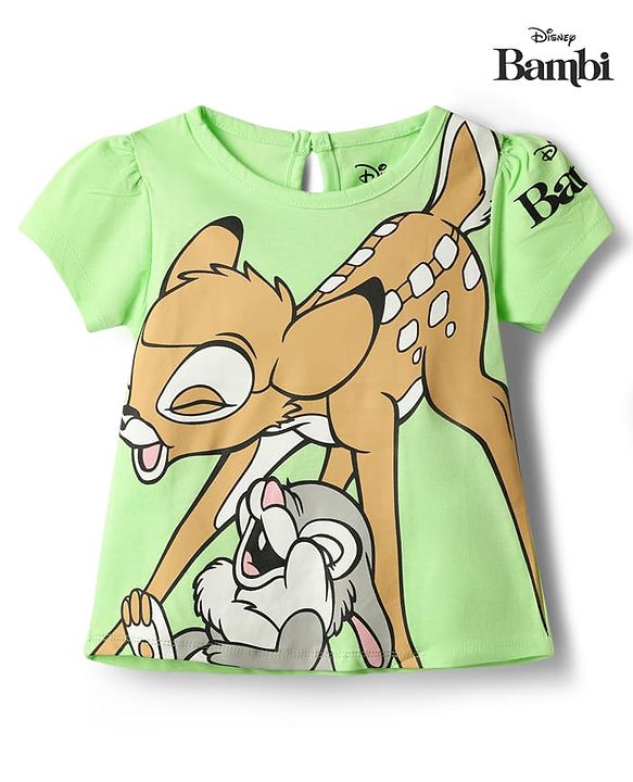 Babyhug Disney Single Jersey Knit Half Sleeve T-Shirt with Bambi Graphics Green 3-6 Months