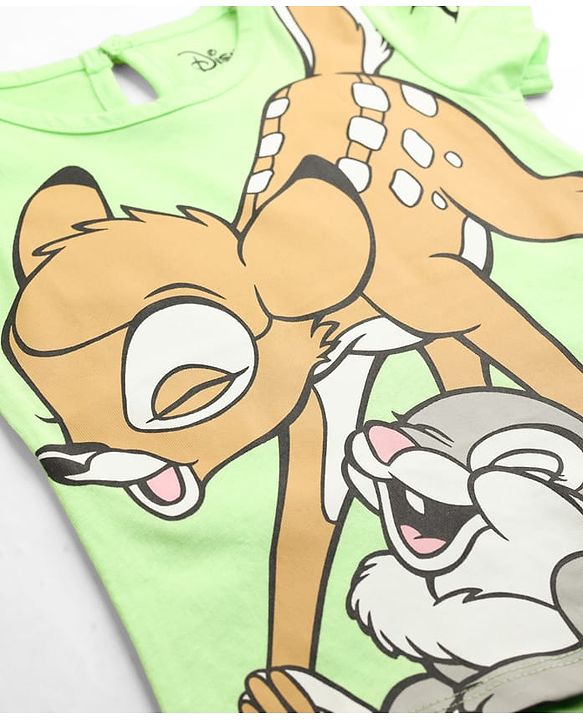 Babyhug Disney Single Jersey Knit Half Sleeve T-Shirt with Bambi Graphics Green 3-6 Months