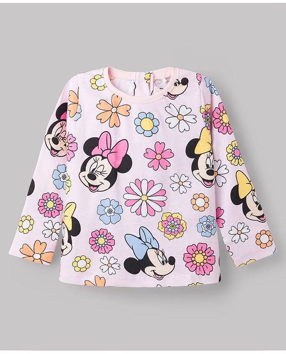 Babyhug Disney Single Jersey Knit Full Sleeves Co-Ord T-Shirt &  Pyjama Night Suit With Minnie Mouse Graphics - Multicolor