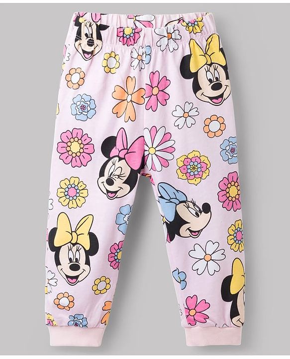 Babyhug Disney Single Jersey Knit Full Sleeves Co-Ord T-Shirt &  Pyjama Night Suit With Minnie Mouse Graphics - Multicolor