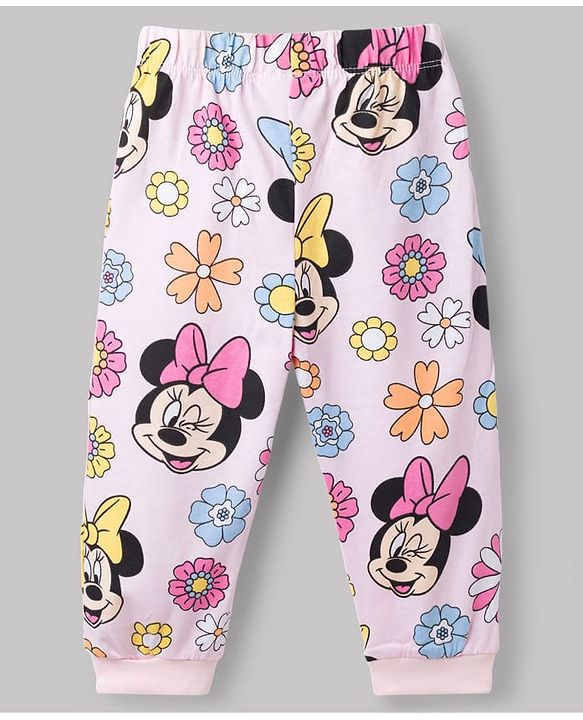 Babyhug Disney Single Jersey Knit Full Sleeves Co-Ord T-Shirt &  Pyjama Night Suit With Minnie Mouse Graphics - Multicolor