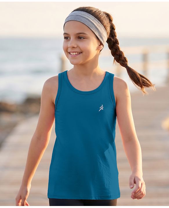 Pine Active Knit Sleeveless 4-Way Stretch Super-Soft Performance Solid T-Shirt - Light Blue