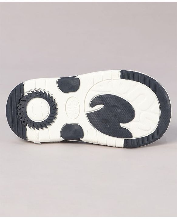 Cute Walk by Babyhug Sandals with Polka Dot Print & Floral Applique - Blue
