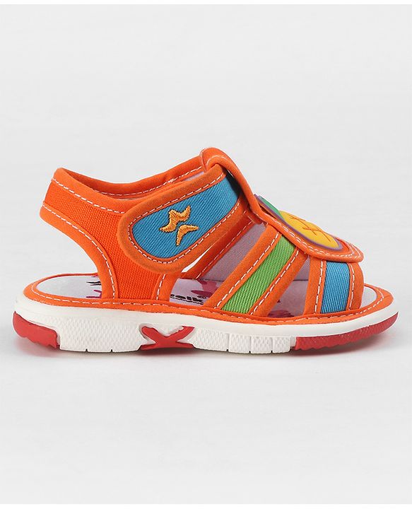 Cute Walk by Babyhug Velcro Closure Sandals with Pineapple Applique - Orange