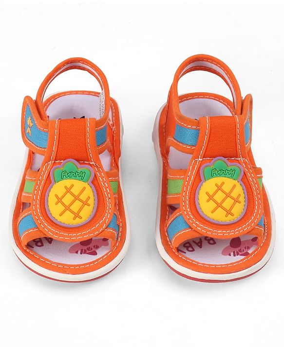 Cute Walk by Babyhug Velcro Closure Sandals with Pineapple Applique - Orange