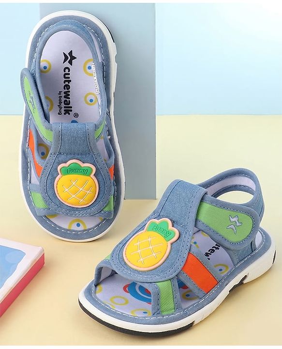 Cute Walk by Babyhug Velcro Closure Sandals with Pineapple Applique - Orange