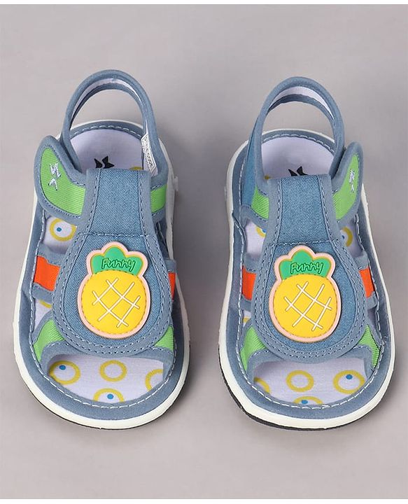Cute Walk by Babyhug Velcro Closure Sandals with Pineapple Applique - Orange
