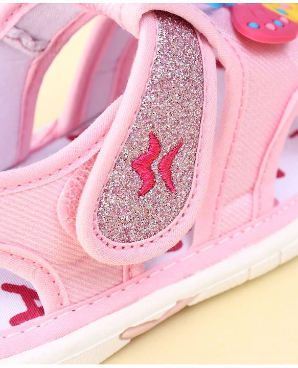 Cute Walk by Babyhug Velcro Closure Sandal With Glitter & Butterfly Applique - Pink